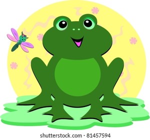 Green Frog and Dragonfly