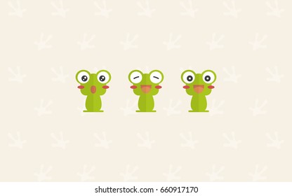 Green Frog Flat Cartoon Wallpaper, Pattern Background, Little Frog