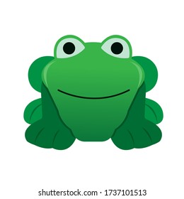 Green frog front view smiling on a white background cartoon vector