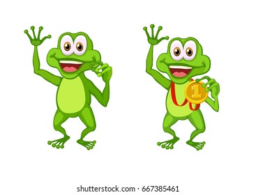 green frog happy