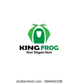 logotipo de diseño de cabeza de rana verde