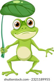 Green Frog Holding Leaf illustration