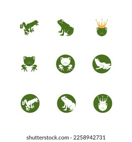 Icono de rana verde e ilustración de vector de símbolo