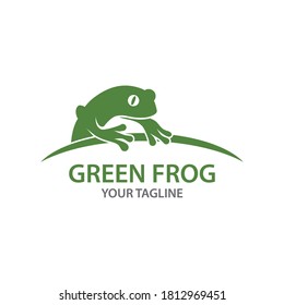 Green Frog illustration Logo vector Template 