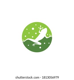 Green Frog illustration Logo vector Template 