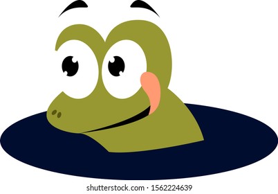 Green frog, illustration, vector on white background.