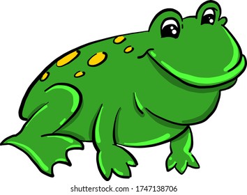 Green frog , illustration, vector on white background