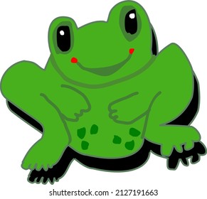 Vector de caracteres de caricatura aislado de rana verde