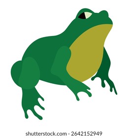 Green Frog Isolated Vector Illustration. Frog in a minimalist and modern design, emphasizing simplicity and creativity.