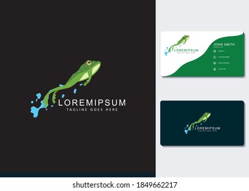 Inspiración en el diseño del logotipo Green Frog Jump y tarjetas de visita