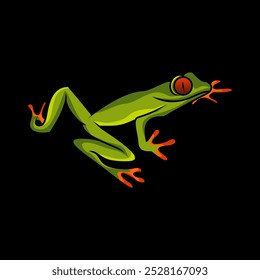 The green frog leap symbolizes the color of life and the freshness of nature	
