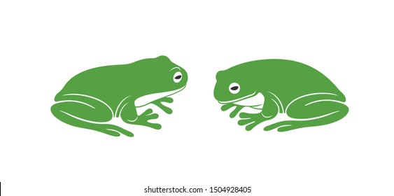 Green frog logo. Abstract frog on white background