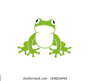 Green frog logo. Abstract frog on white background