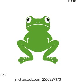 Green frog logo. Abstract frog on white background