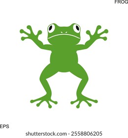 Green frog logo. Abstract frog on white background