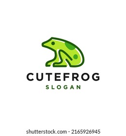 green frog logo design. small frog icon design illustration in trendy line outline style Vector. 