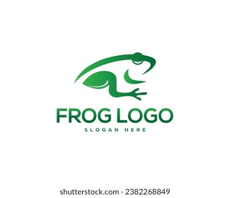 Green frog logo design template vector icon concept.