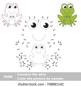 Green Frog Mom with her Infant. Dot to dot educational game for kids.