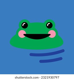 green frog on blue background, vector illustration
