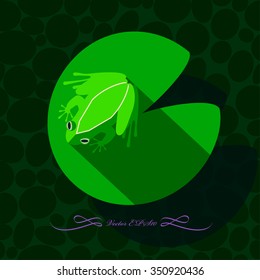 green frog on a leaf lily vector image