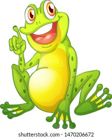 Green frog on white background illustration