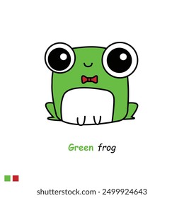 Green frog on white background