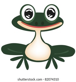 Green frog on white background is insulated