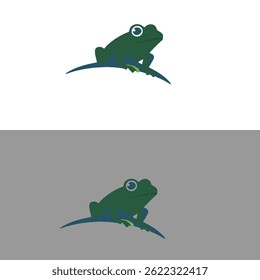 green frog on a white logo design .