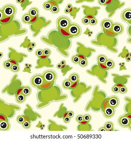 Green frog pattern in vector