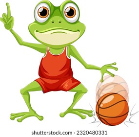 Green Frog Playing Basketball illustration