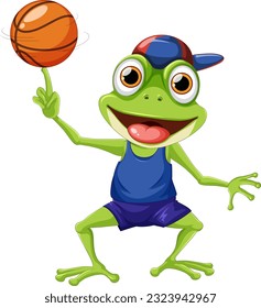 Green Frog Playing Basketball illustration