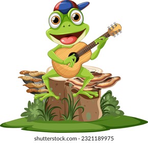 Green Frog Playing Guitar illustration