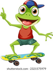 Green Frog Playing Skateboard