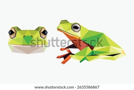Green Frog Polygon Low Poly Illustration. Polygon abstract vector of frog head. green Frog head illustration vector logo