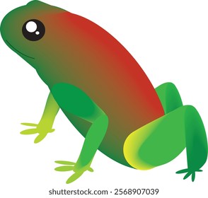 a green frog with a red back 