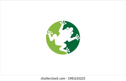 Green Frog Silhouette icon Logo design simple vector template illustration