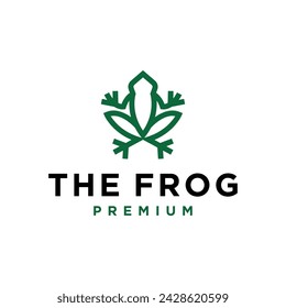 green frog simple line icon logo vector design, modern animal toad logo pictogram design