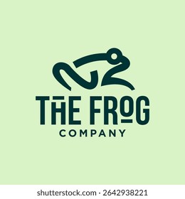 green frog simple line icon logo vector design, modern animal toad logo pictogram design