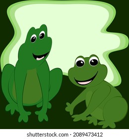 green frog and sit isolated cartoon amphibian vector illustration