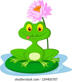 Green frog sitting on a leaf