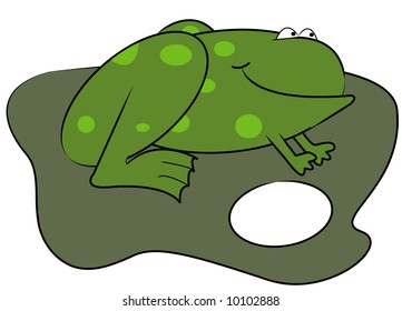 Green Frog With Spots On A Lily Pad - Vector