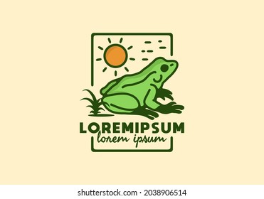 Green frog and sun line art with lorem ipsum text design