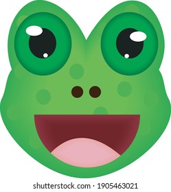 Green frog vector illustration with happy face and joy expression designed on blank background