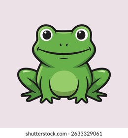 green frog vector illustration on pink background