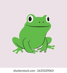 green frog vector illustration on pink background