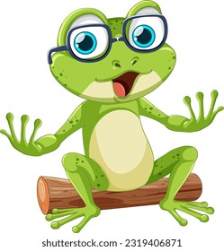 Green Frog Wearing Glasses illustration