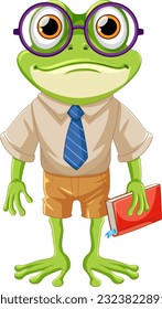 Green Frog Wearing Glasses illustration