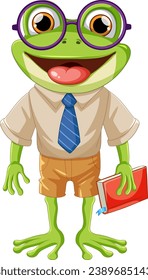 Green Frog Wearing Glasses illustration