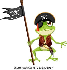 Green Frog Wearing Pirate illustration