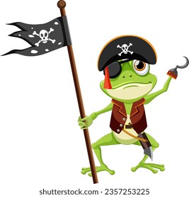 Green Frog Wearing Pirate illustration